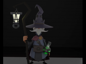 Magician wizard holding lantern 3D मॉडल