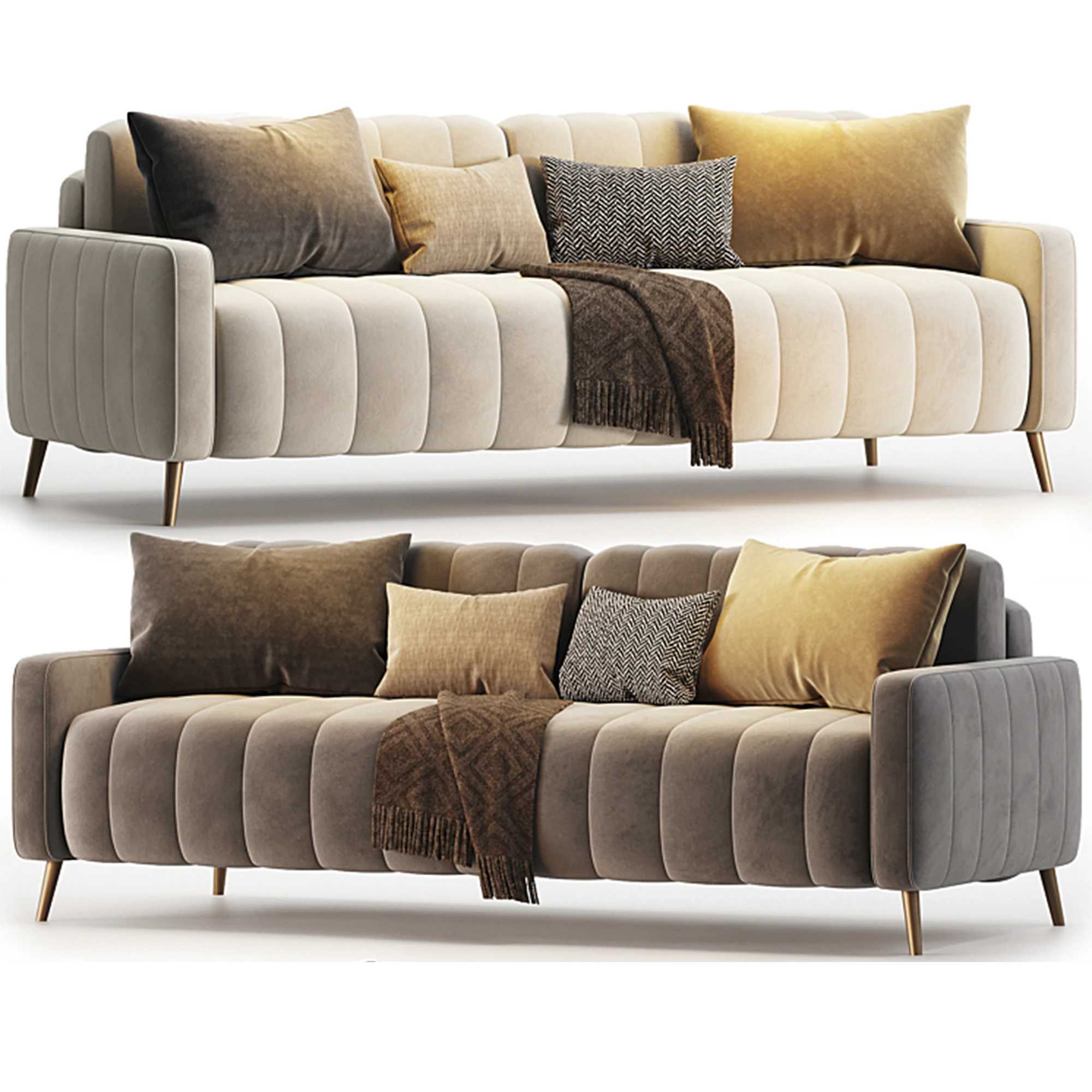 Sofa Markful Velvet Gray 3D Model .c4d .max .obj .3ds .fbx .stl .blend 