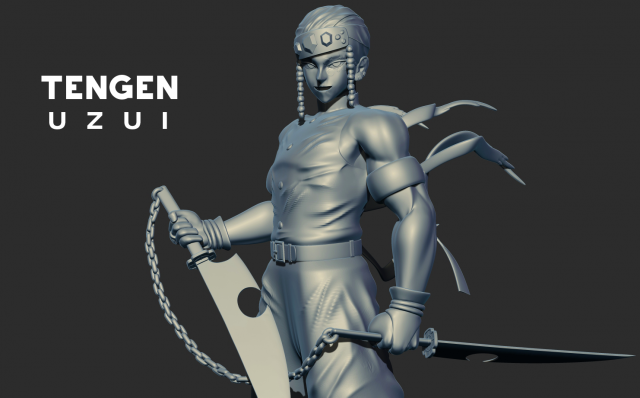 Demon Slayer Tengen Uzui 3D print model 3D 打印模型 .c4d .max .obj .3ds .fbx .stl .blend 