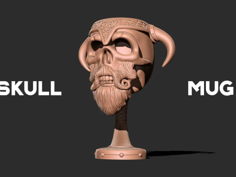 Skull mug 3D print model 3D Baskı Modeli