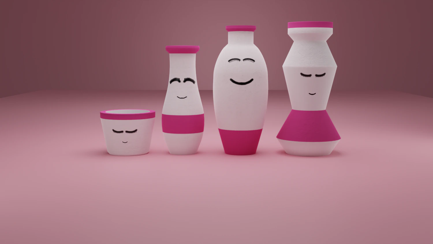 Decorative Cute Vases 3D Model .c4d .max .obj .3ds .fbx .stl .blend
