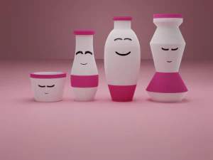 Декоративные милые вазы 3D Модель