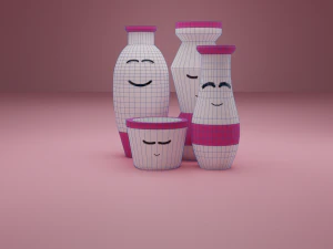 Decorative Cute Vases 3D Model