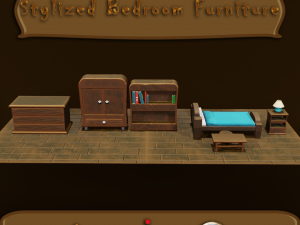 Stylized Bedroom Furniture Model 3D