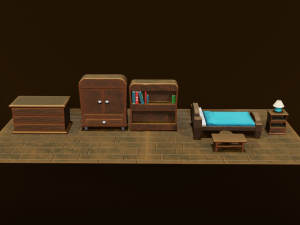 Stylized Bedroom Furniture 3Dモデル