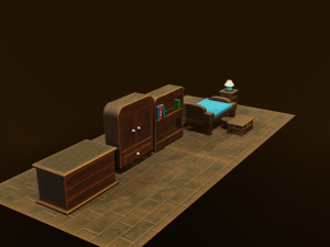 Stylized Bedroom Furniture 3Dモデル