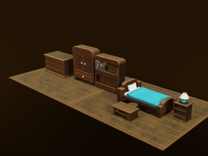 Stylized Bedroom Furniture 3Dモデル
