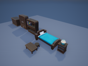 Stylized Bedroom Furniture 3Dモデル