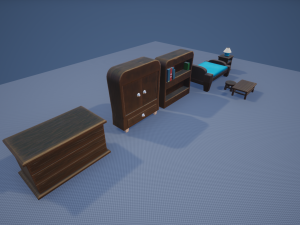 Stylized Bedroom Furniture 3Dモデル