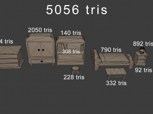 Stylized Bedroom Furniture 3Dモデル