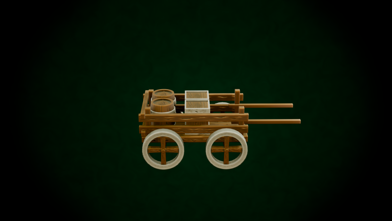 Stylized Wood Cart Modelo 3D .c4d .max .obj .3ds .fbx .stl .blend 