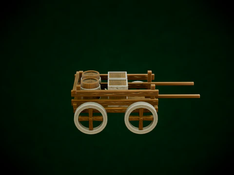 Carrello in legno stilizzato Modello 3D