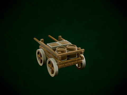 Stylized Wood Cart 3D Model