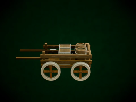 Stylized Wood Cart 3D Model