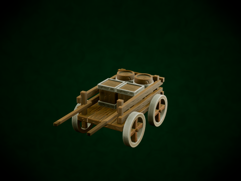 Stylized Wood Cart Modelo 3D