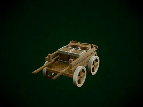 Stylized Wood Cart 3D Model