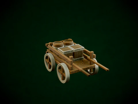 Stylized Wood Cart 3D Model