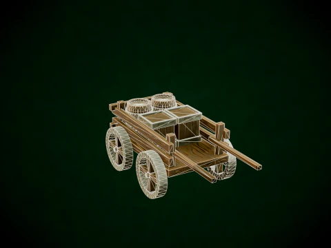 Stylized Wood Cart 3D Model