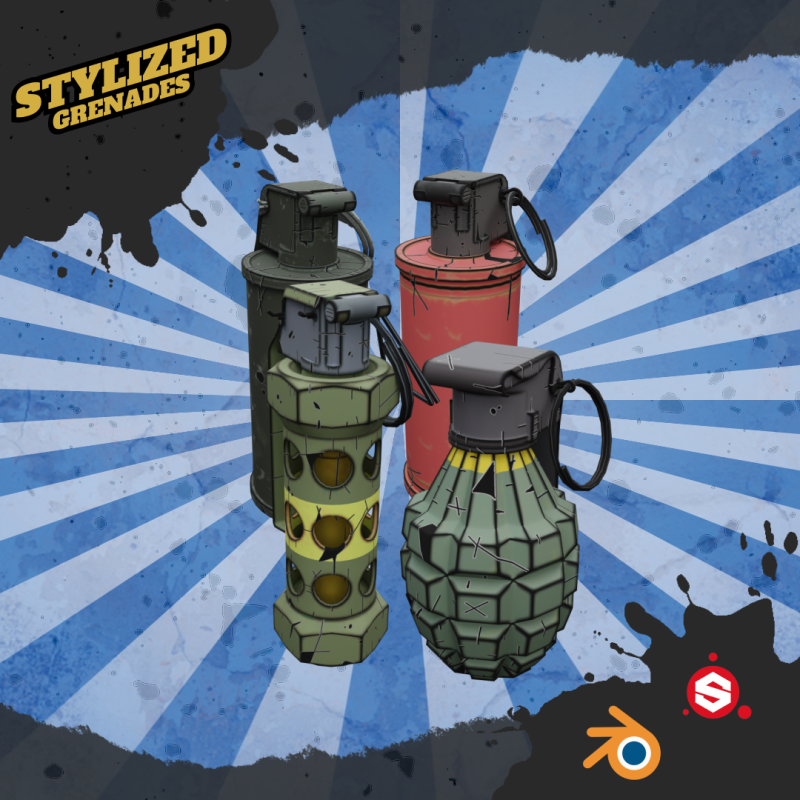 Stylized Grenades Modello 3D .c4d .max .obj .3ds .fbx .stl .blend 