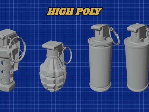 Stylized Grenades 3D Model
