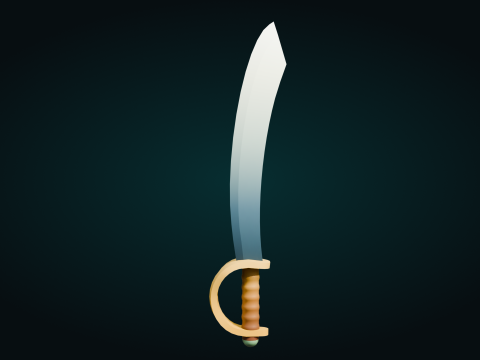 Low Poly Pirate Sword Modelo 3D