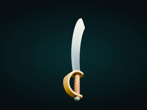 Low Poly Pirate Sword 3D Model