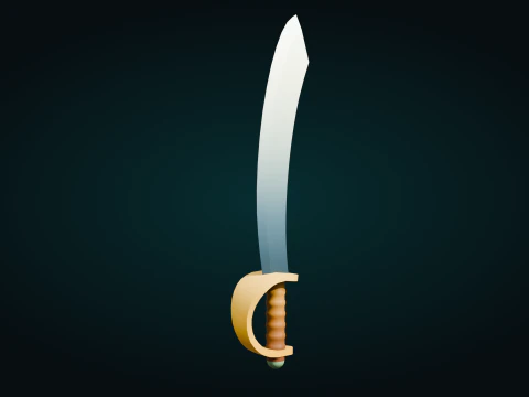 Low Poly Pirate Sword 3D Model