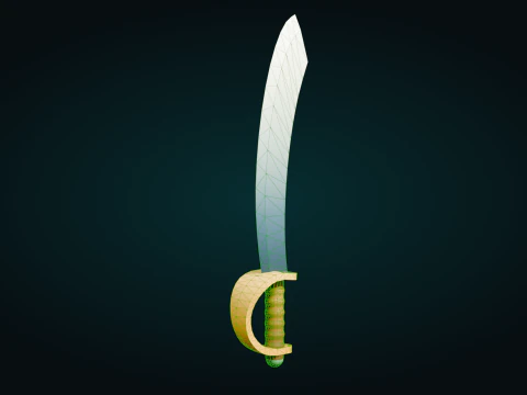 Low Poly Pirate Sword 3D Model