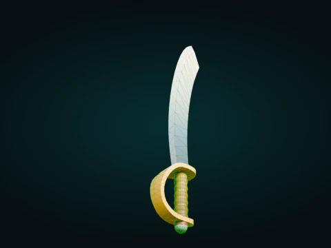 Low Poly Pirate Sword 3D Model