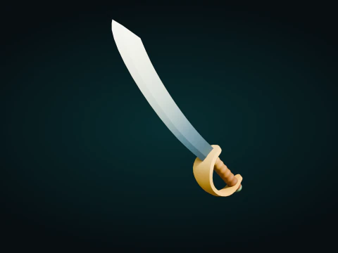 Low Poly Pirate Sword 3D Model