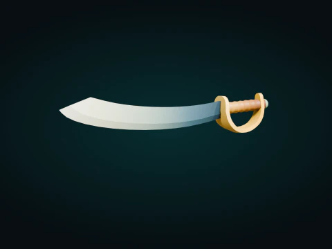 Low Poly Pirate Sword 3D Model