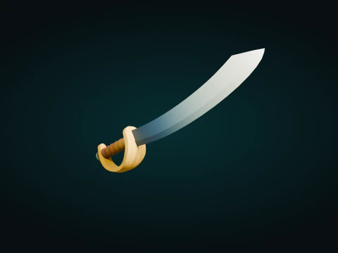 Low Poly Pirate Sword 3D Model