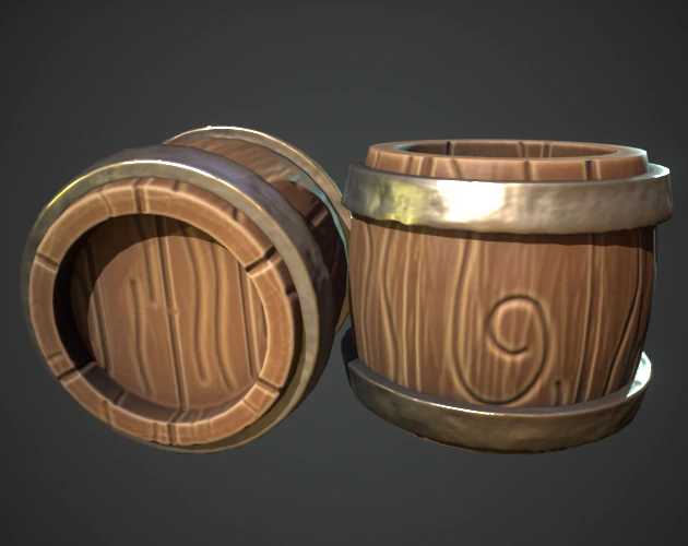 Stylized Cute Barrel 3D Model .c4d .max .obj .3ds .fbx .stl .blend