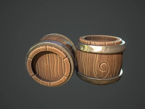 Stylized Cute Barrel 3D Model