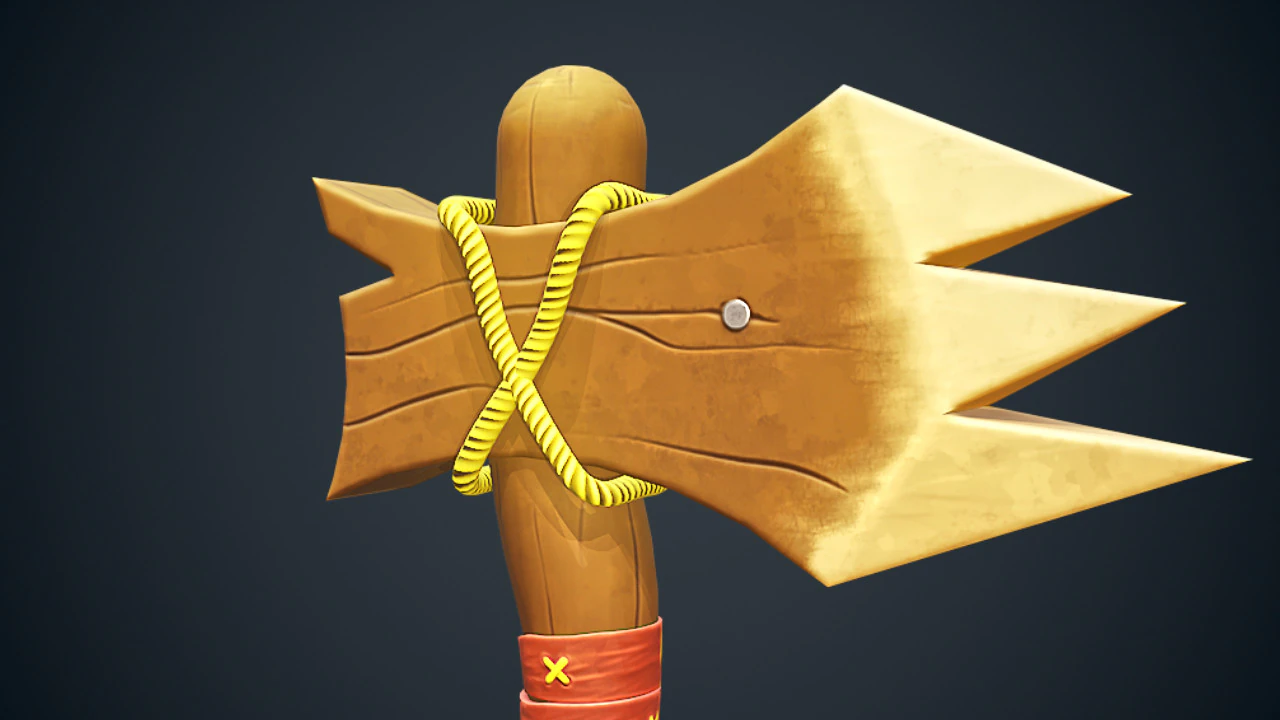 Stylized Wood Axe - Game-Ready Low-Poly 3D Model .c4d .max .obj .3ds .fbx .stl .blend 