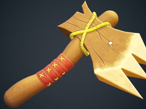 Stylized Wood Axe - Game-Ready Low-Poly 3Dモデル