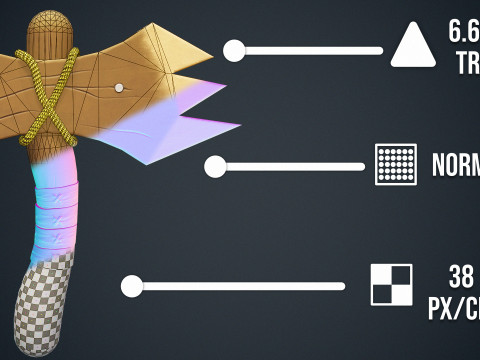 Stylized Wood Axe - Game-Ready Low-Poly 3Dモデル