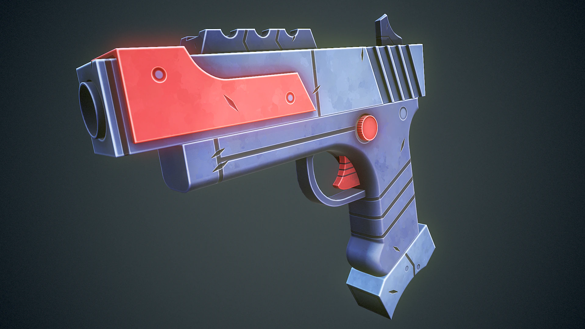 Stylized Sci Fi Pistol Low-poly 3D Model .c4d .max .obj .3ds .fbx .stl .blend 
