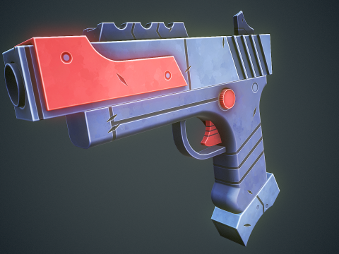 Stylized Sci Fi Pistol Low-poly 3D Model