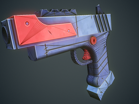 Stylized Sci Fi Pistol Low-poly 3D मॉडल