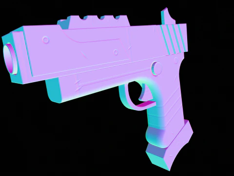 Stylized Sci Fi Pistol Low-poly 3D Model