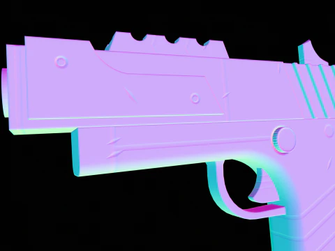 Stylized Sci Fi Pistol Low-poly 3D Model