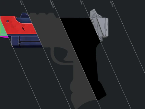 Stylized Sci Fi Pistol Low-poly 3D Model