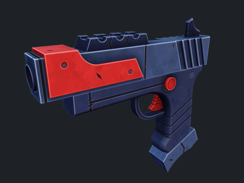 Stylized Sci Fi Pistol Low-poly 3D मॉडल