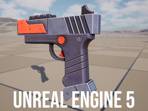 Stylized Sci Fi Pistol Low-poly 3D Model