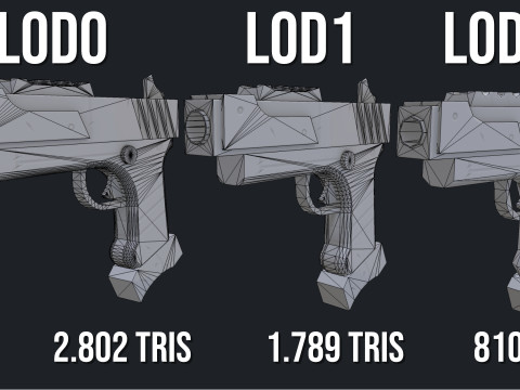 Stylized Sci Fi Pistol Low-poly 3D मॉडल