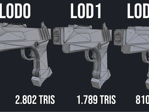 Stylized Sci Fi Pistol Low-poly 3D Model