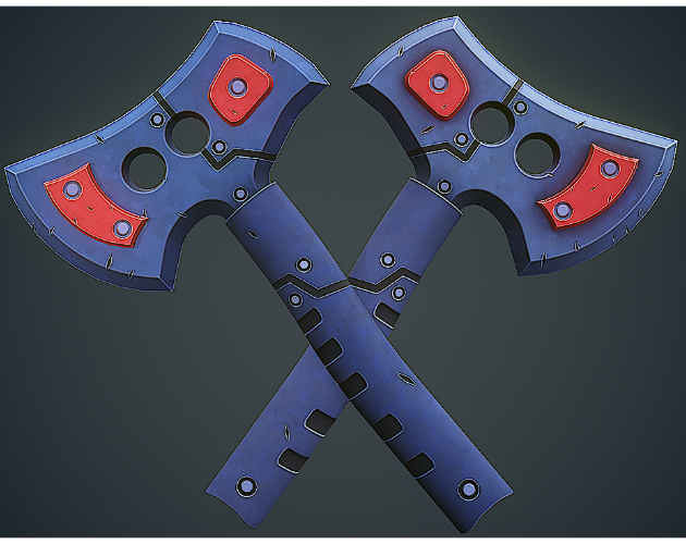 Stylized Sci Fi Axe 3D Model .c4d .max .obj .3ds .fbx .stl .blend