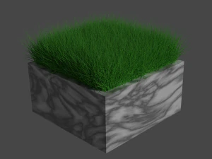 Трава в маленькой мраморной вазе 3D Модель