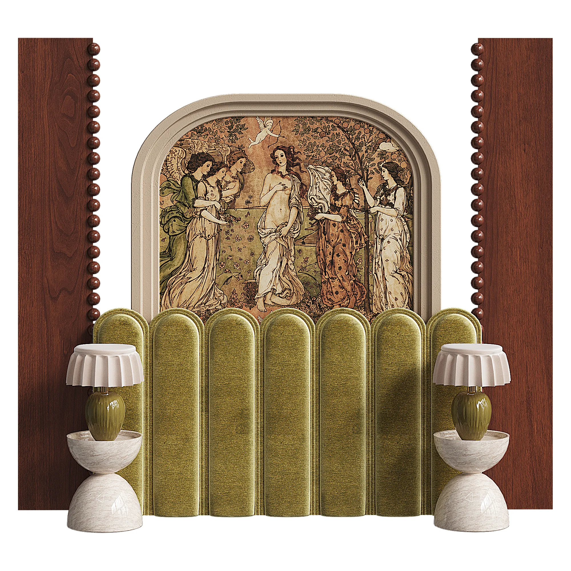 Bedroom set in Florentine style Spring in the Garden 3D Model .c4d .max .obj .3ds .fbx .stl .blend 